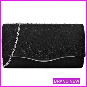 Faux Suede Evening Clutch Envelope Style Formal Party Handbag with Chain